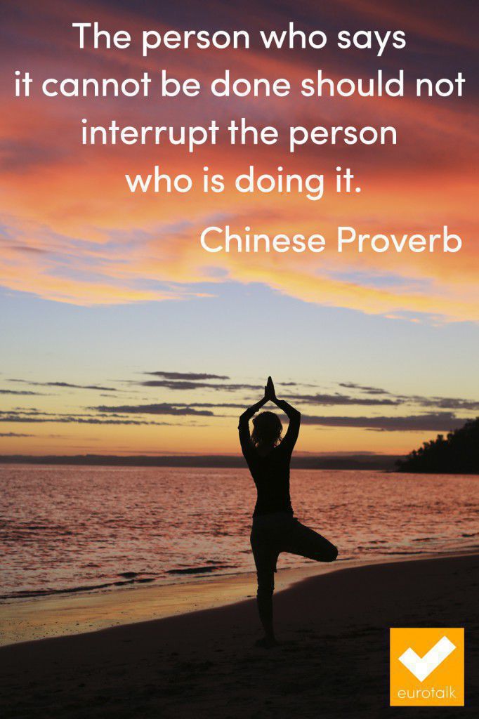 "The person who says it cannot be done should not interrupt the person who is doing it." Chinese proverb