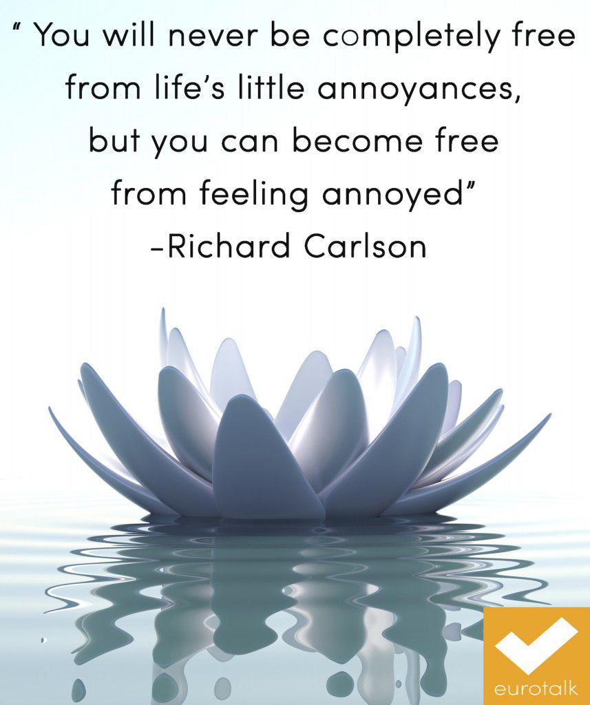 "You will never be completely free from life's little annoyances, but you can become free from feeling annoyed." Richard Carlson