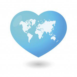 Heart with a world map